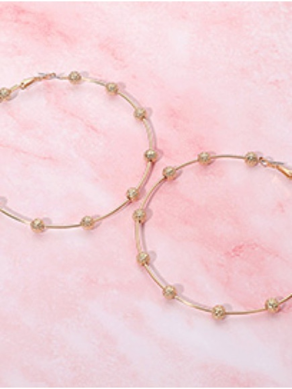 Gold Beaded Hoop Earrings - Women Jewelry